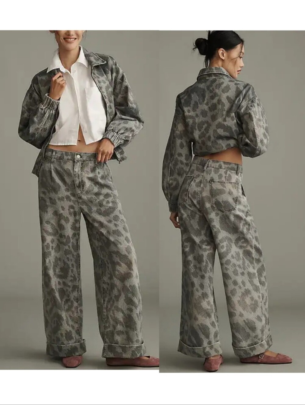 Anthropologie trouser style Wide-Leg print Jeans